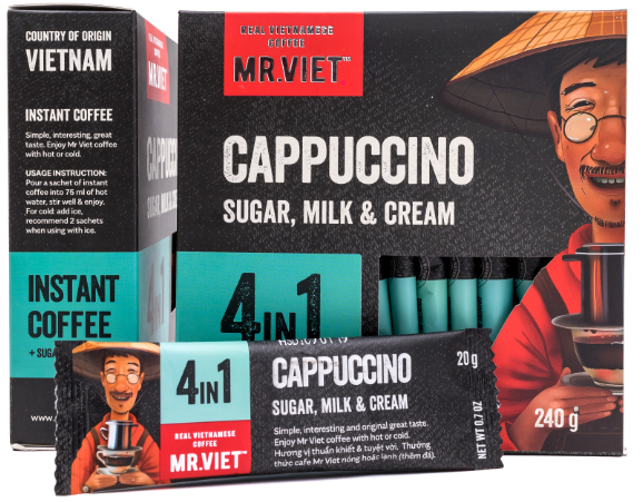 50 Boxes of Mr.Viet 4 in 1 Instant Coffee Cappuccino (Mr.Viet 4 In1 Instant Coffee Cappuccino)