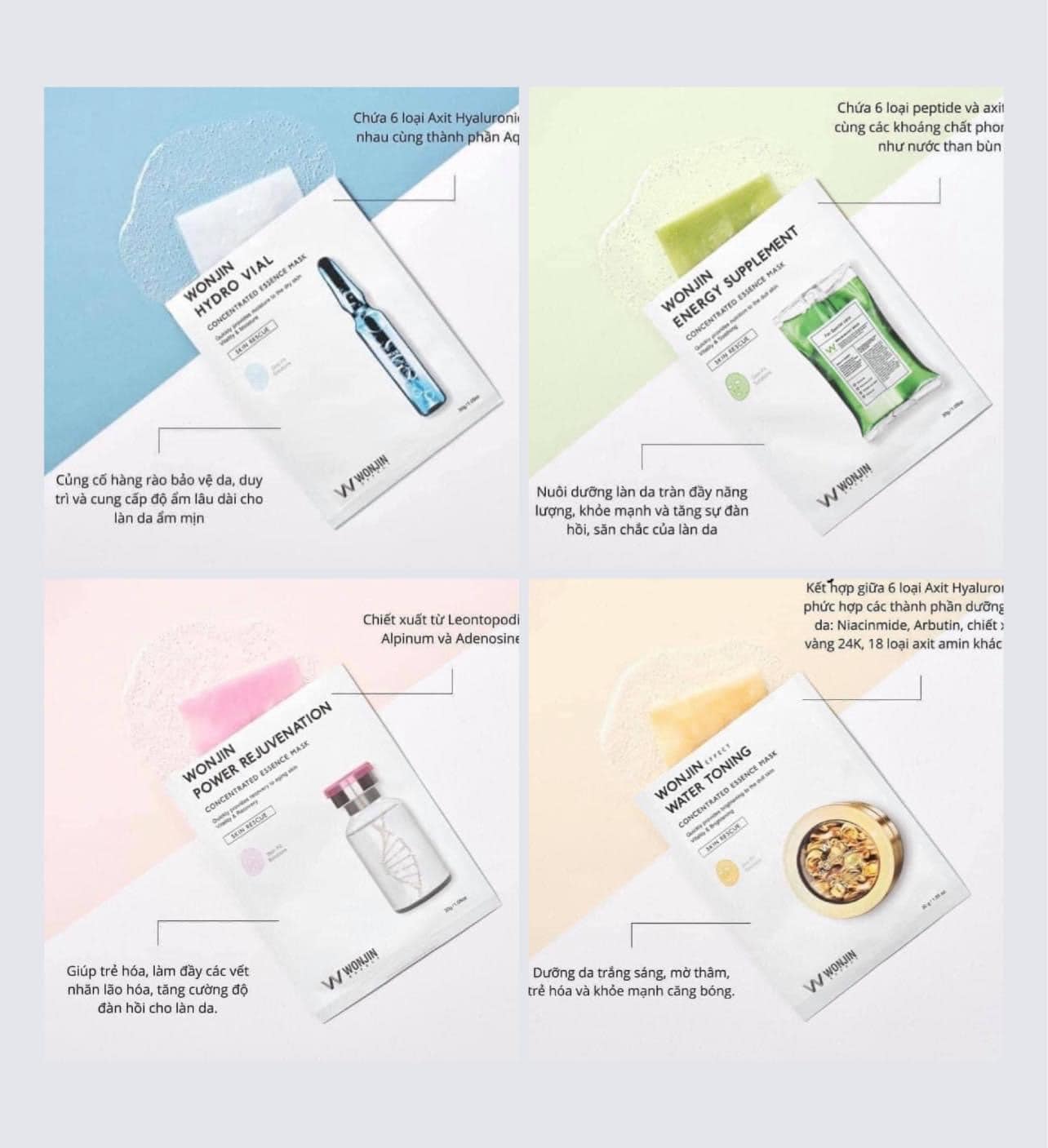 [100% AUTH] Set 15 miếng mặt nạ giấy Wonjin Effect