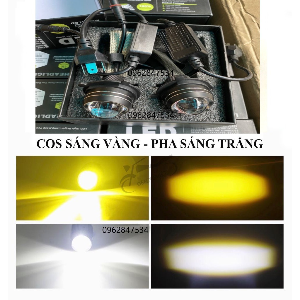 Đèn pha bi cầu trắng vàng tản nhiệt đuôi công giá 1 cái - Vindecal BD