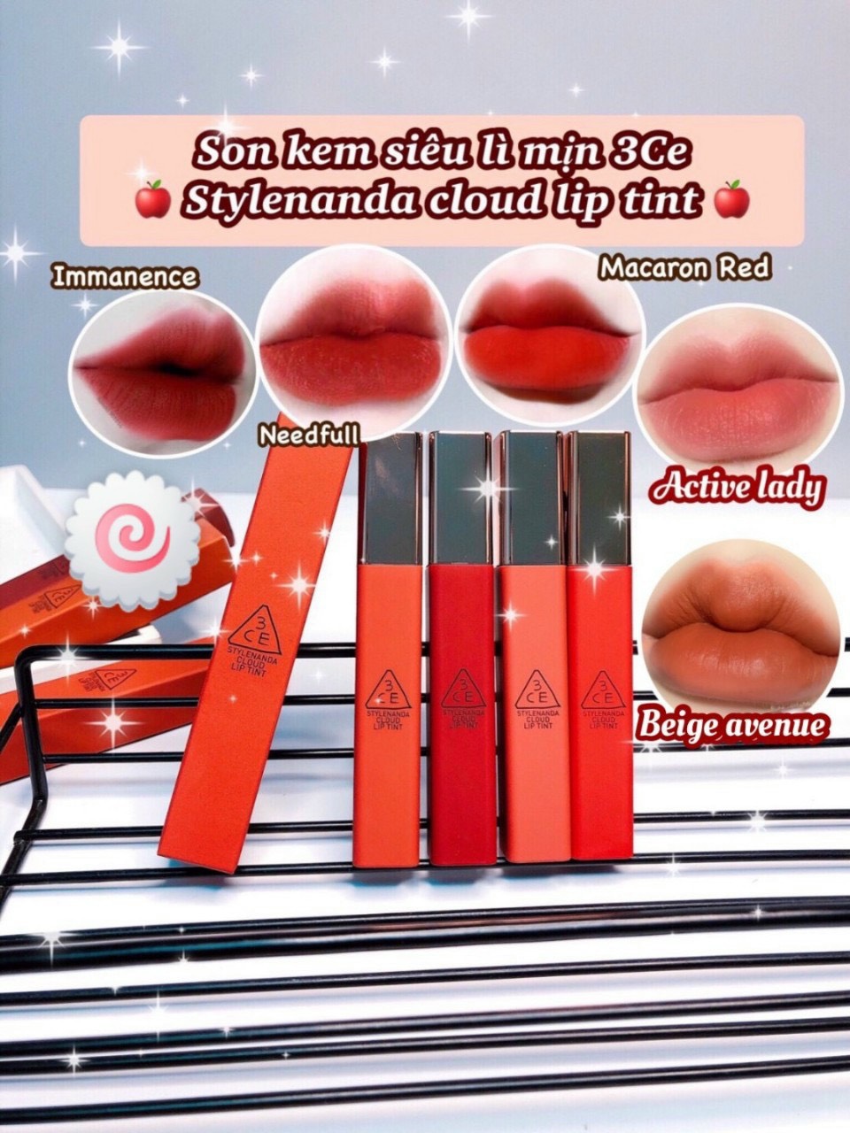 Bảng Màu Son 3CE Kem Cloud Lip Tint