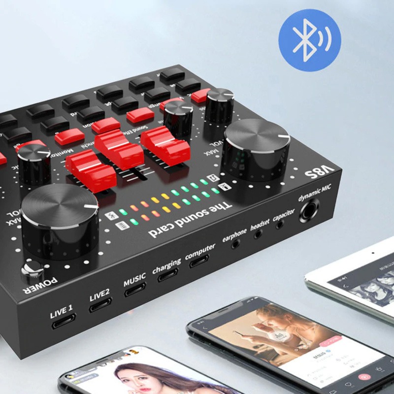Sound Card V8s Có Đèn Theo Nhạc