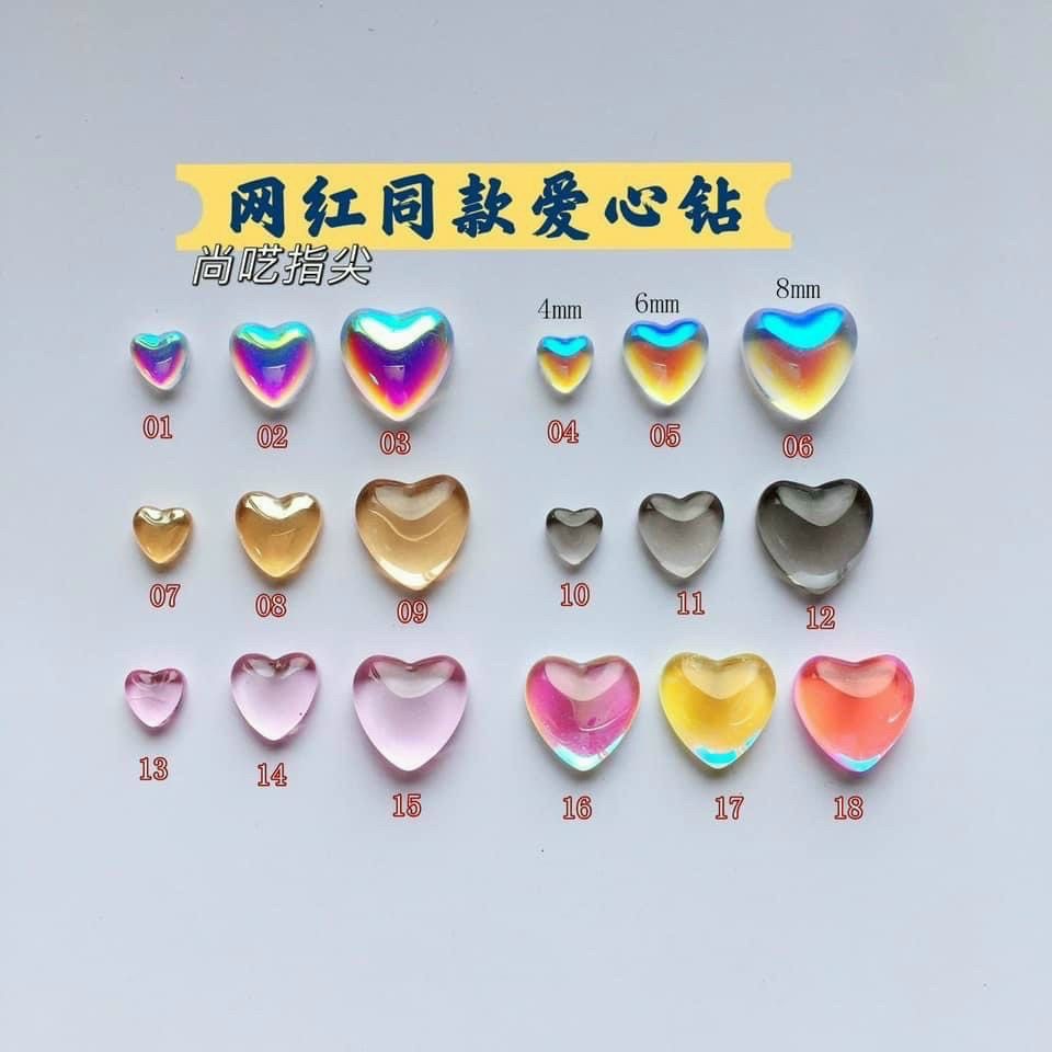 Set tim thuỷ tinh trang trí móng