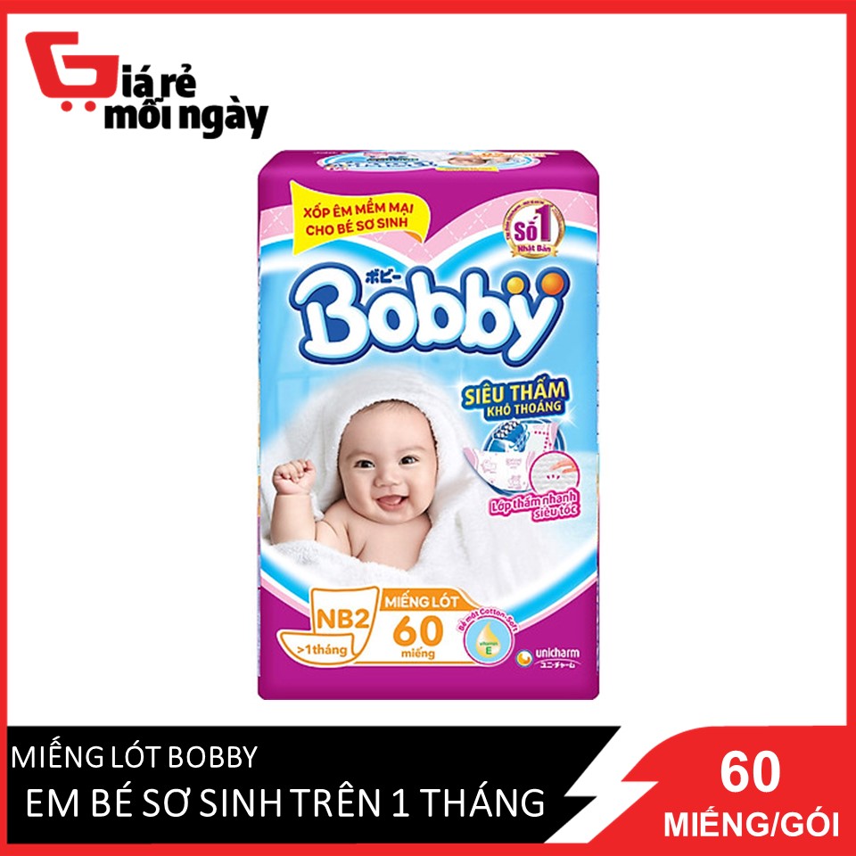 [HCM ship 2h] Miếng Lót Bobby Em Bé Sơ Sinh Trên 1 Tháng 60 Miếng