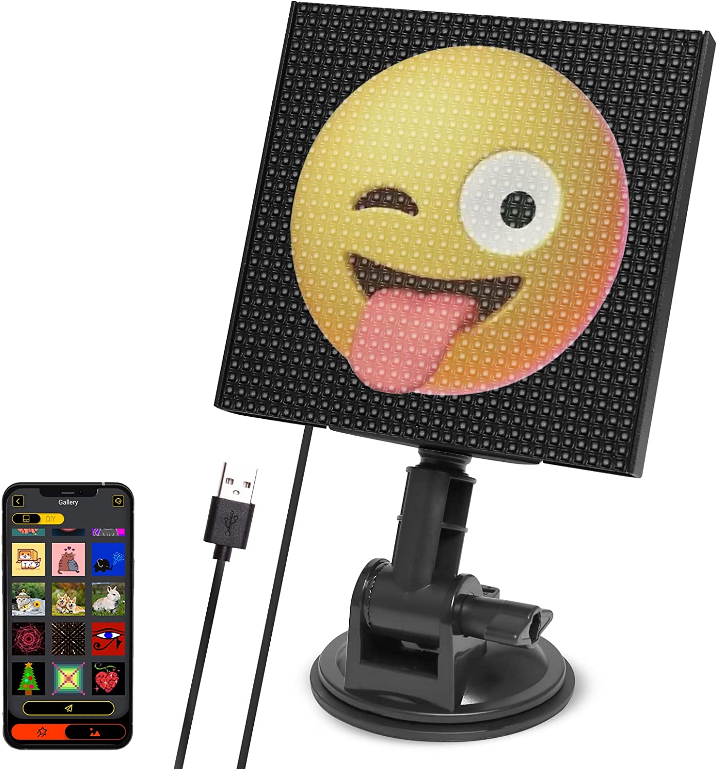 Led ma trận Bảng điều chỉnh USB 5V di chuyển sáng RGB dấu hiệu ánh sáng cho xe Bluetooth app điều khiển văn bản mô hình hoạt hình LED xe hiển thị