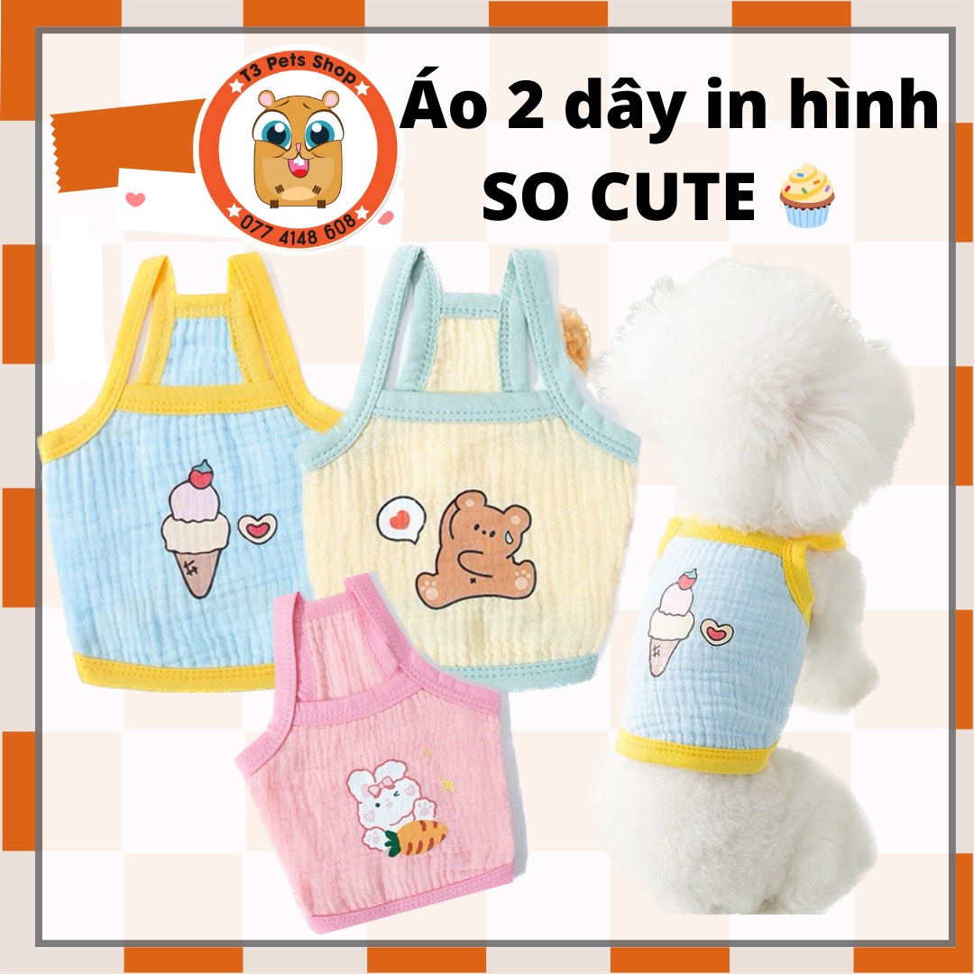 Áo 2 dây in hình so cute cho chó mèo