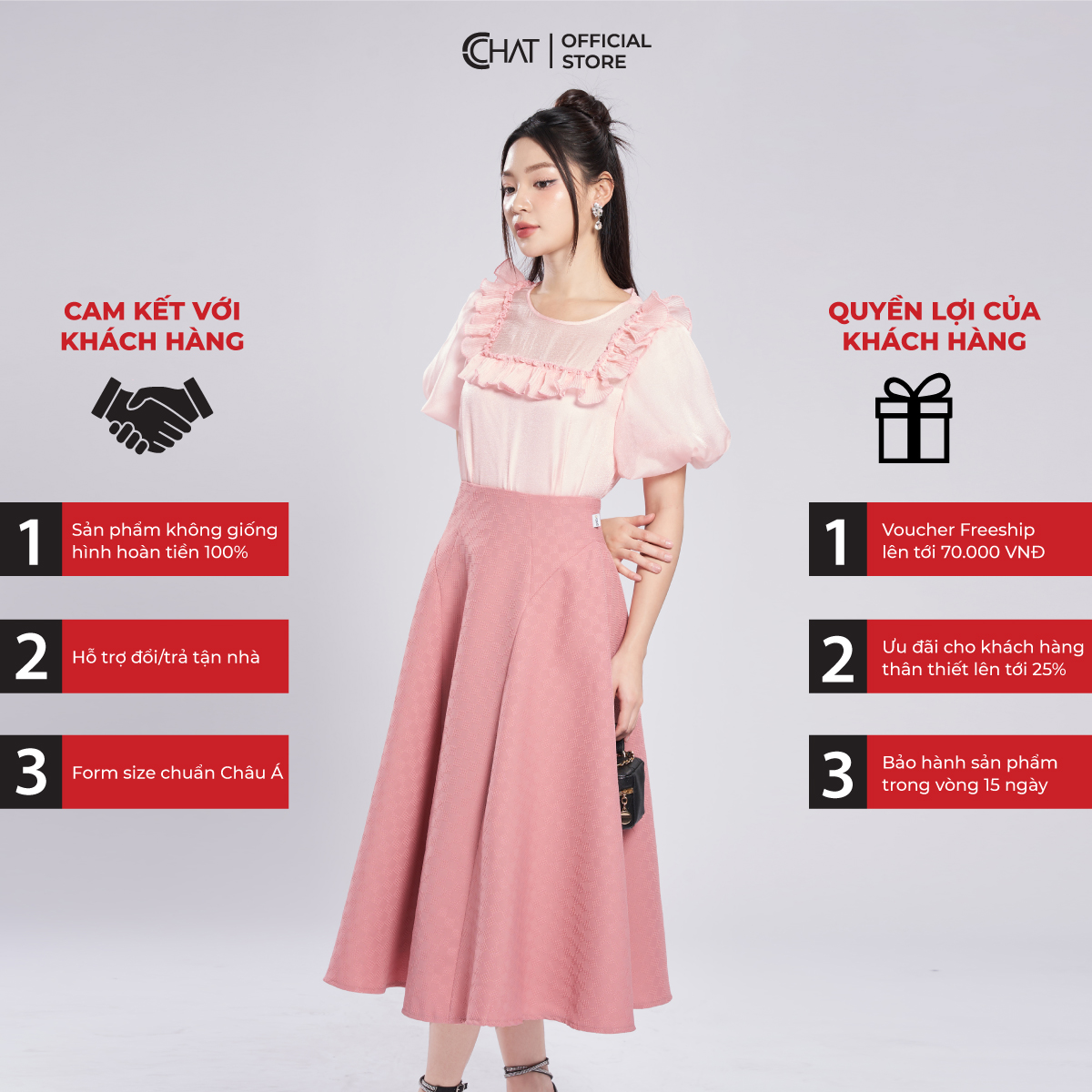 Áo Kiểu Nữ CCHAT Bèo Dập Ly Chất Voan Cao Cấp 13ANV2003ST