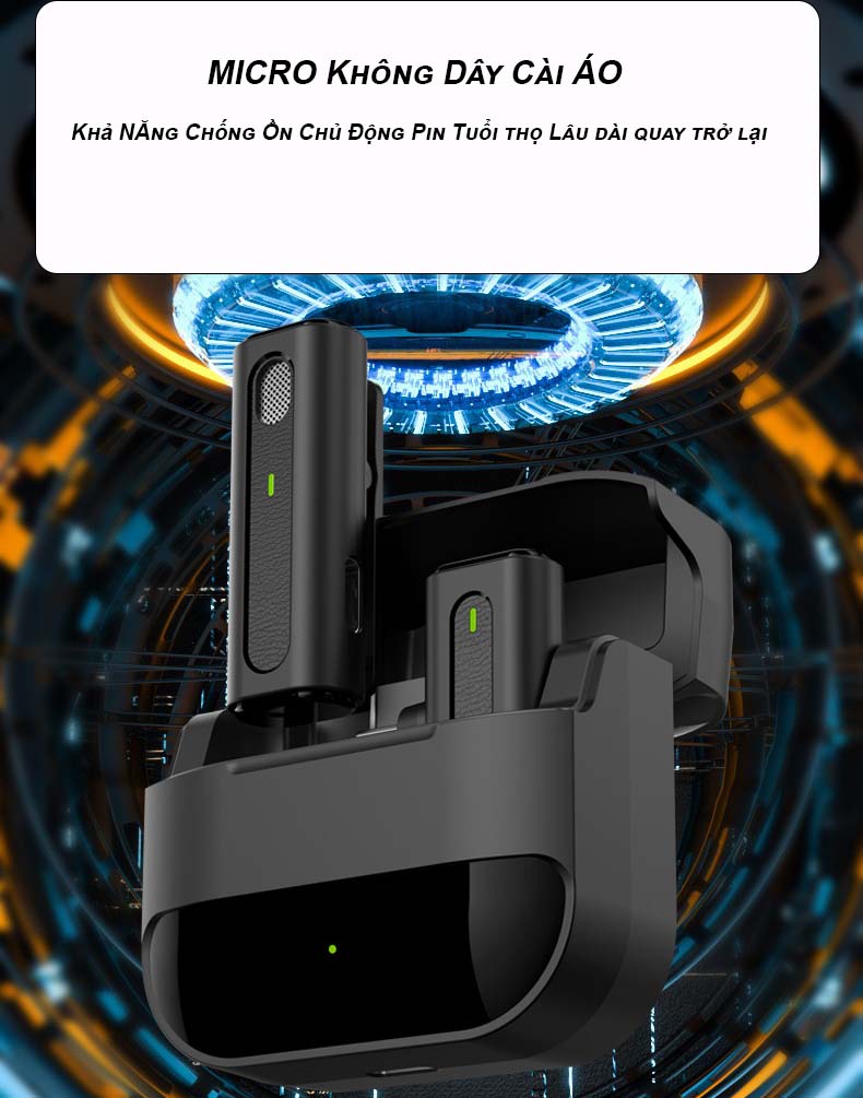 Micro Không Dây Cài Áo Thu Âm Cho Điện Thoại Mic Thu âm Livestream Không Dây Mini Cho Iphone Ipad Android - Sunny Store 88