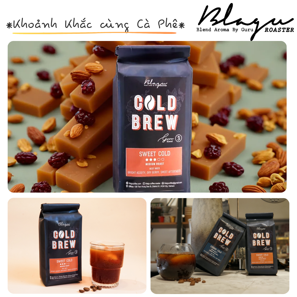 Cà Phê Blagu Hạt Đã Rang Guru 3 Blend Cold Brew - Sweet Cold - Chuyên Dùng Cold Brew - 100% Arabica - Medium - 250gram