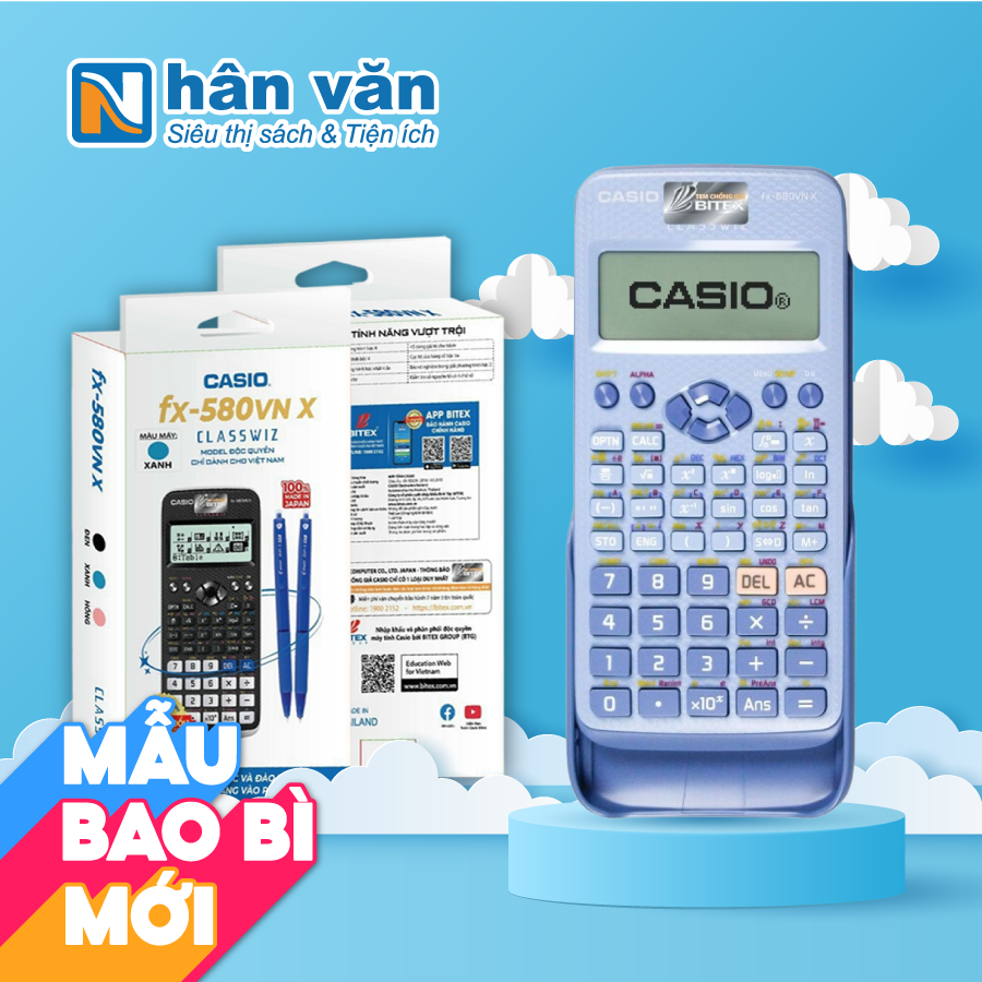 Máy Tính Casio FX580 VN X-BU - Màu Xanh -  Chính Hãng Bảo Hành 7 Năm + 2 Bút Bi Pilot BP-1RT - Mực Xanh