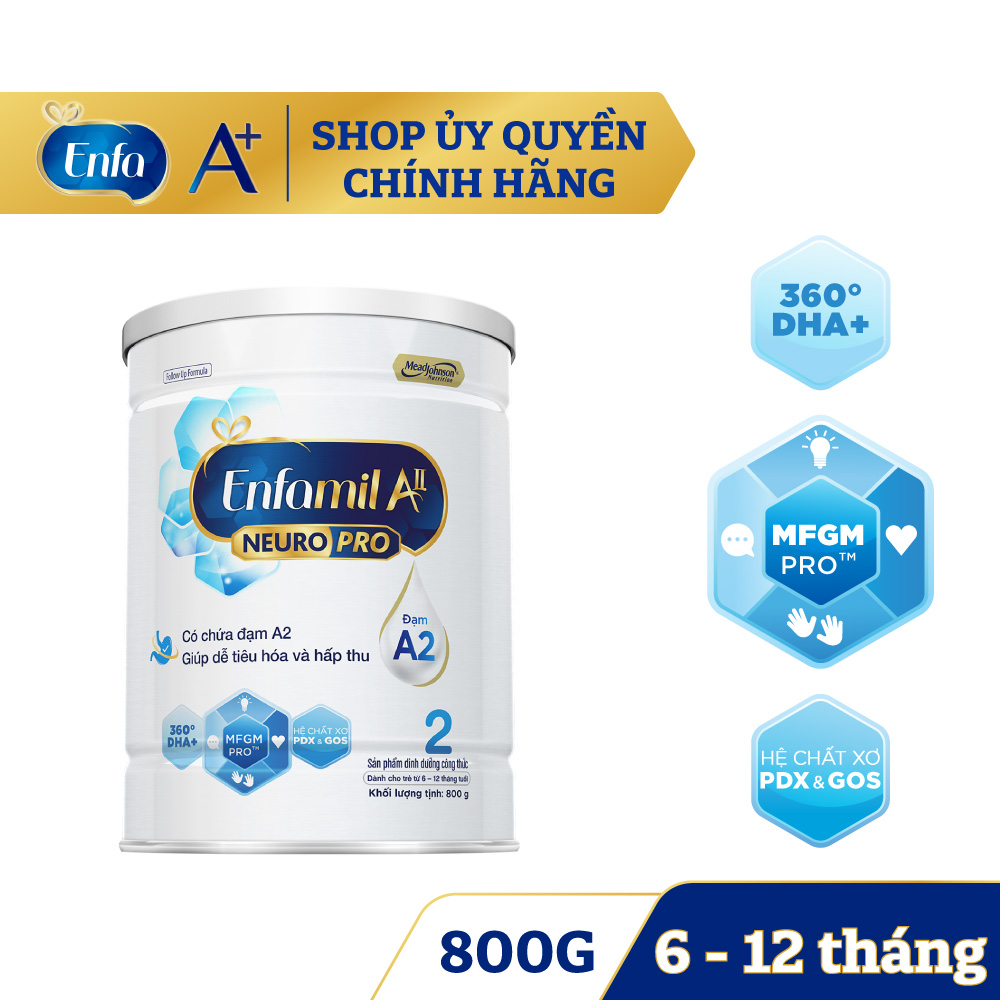Sữa Enfamil A2 NeuroPro số 2 800g (Follow Up Formula, 6 - 12 tháng tuổi)