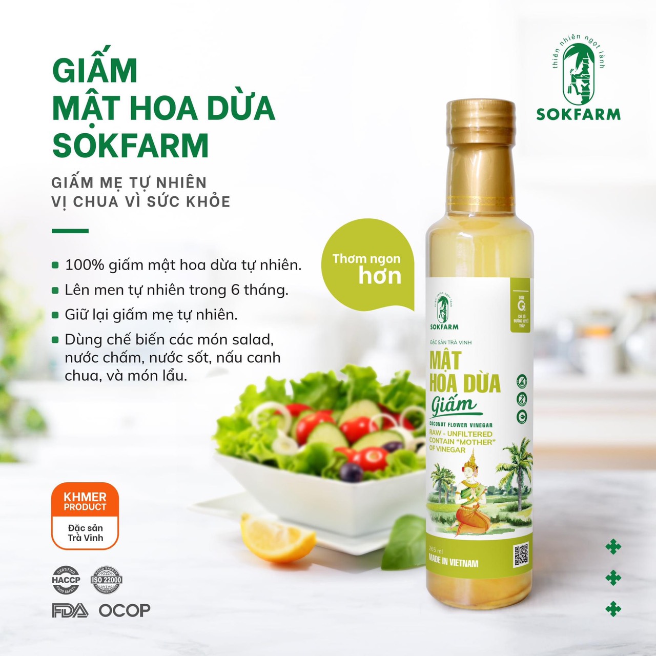 Giấm mật hoa dừa Sokfarm 265m