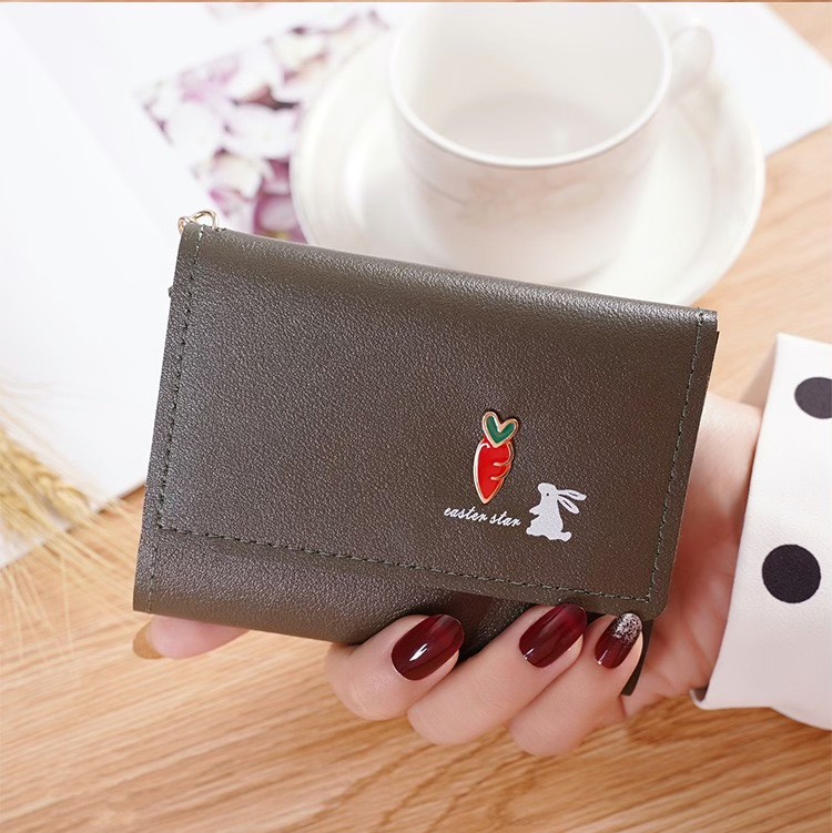 Ví nữ cầm tay mini thỏ cà rốt dễ thương nhiều ngăn chất da mềm cao cấp