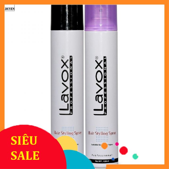 Keo xịt tóc Lavox 420ml (gôm xịt cứng-nắp đen)