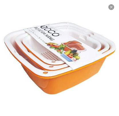 Set 3 bộ thau rổ ecco đa năng siêu tiện