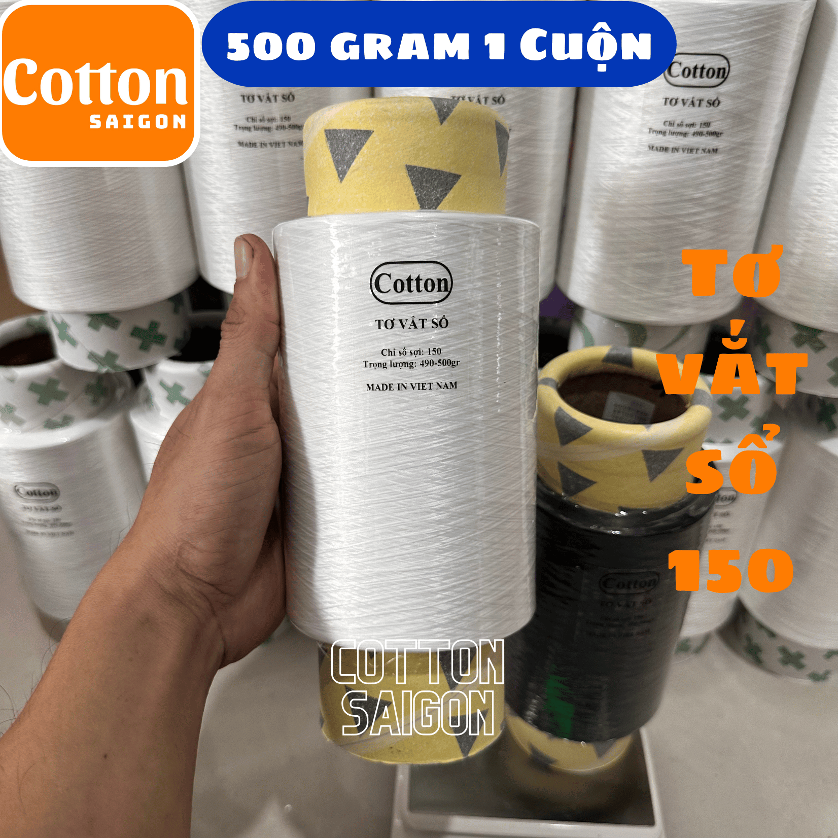 Tơ vắt sổ trắng đen 150 hàng loại 1 ( 500gr/cuộn)