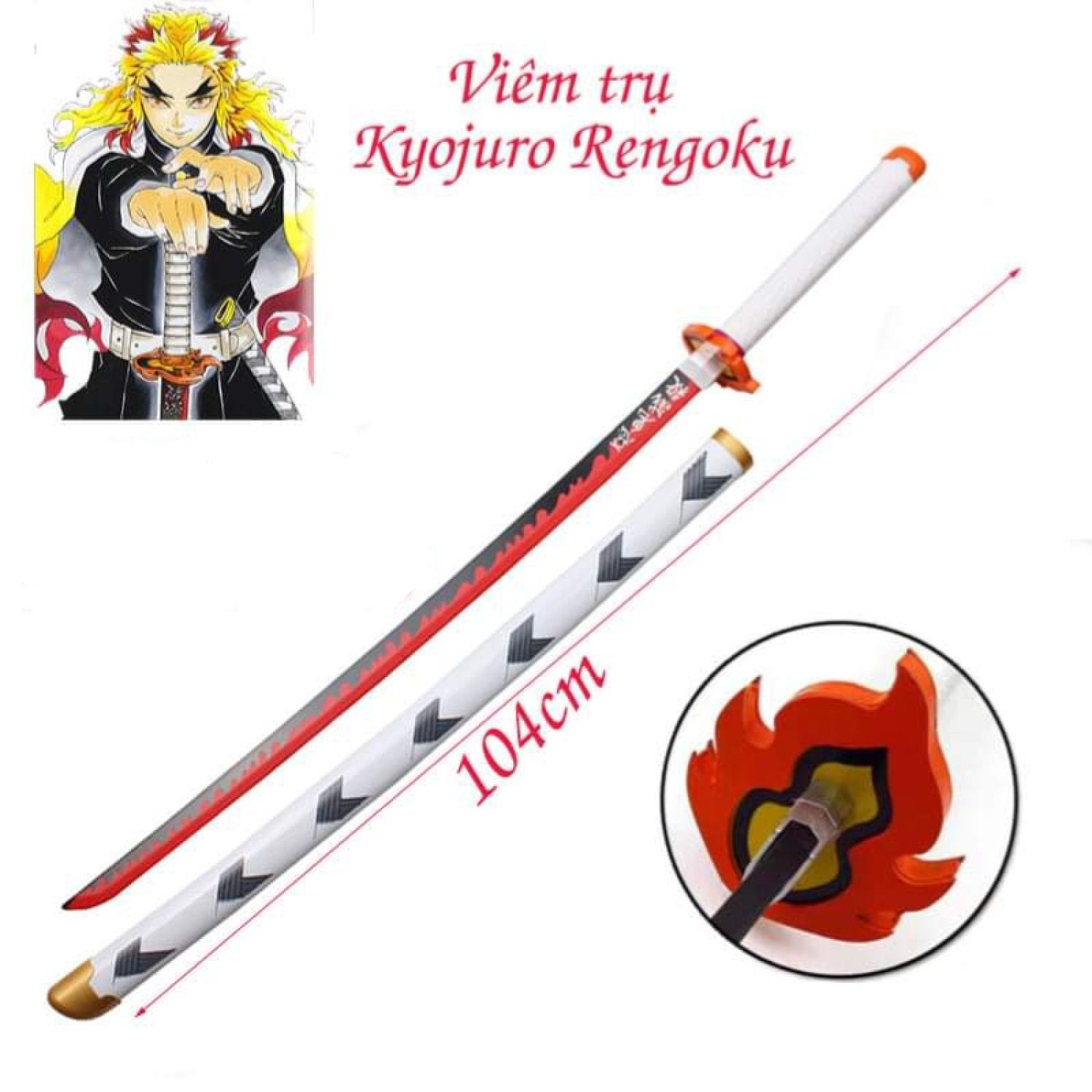 710★(Lưỡi Gỗ Dài 1m) Đạo Cụ Cosplay Kiếm Sĩ Huyền Thoại Yoriichi Trong Kimetsu No Yaiba - Tặng Kèm Đ