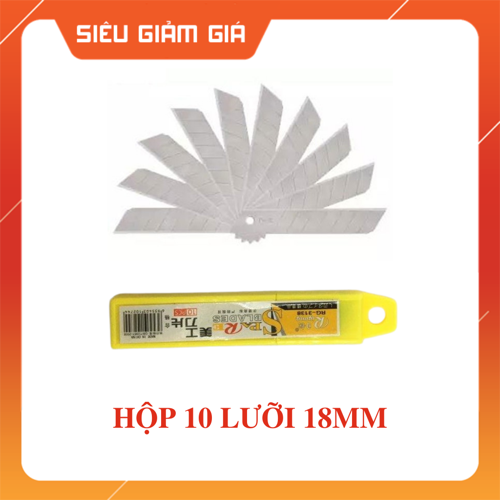 Dao rọc giấy Tolga & 10 lưỡi dao rọc giấy Tolga cỡ 18mm - Lưỡi đen