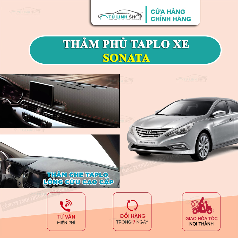 Thảm taplo SONATA chính hãng MINCAR hoặc bằng lông Cừu 3 lớp và Da Cacbon