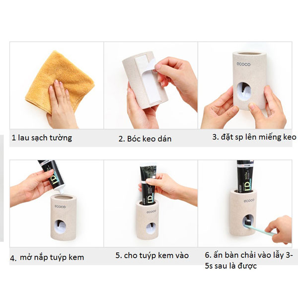 Dụng cụ lấy kem đánh răng tự động Ecoco lúa mạch