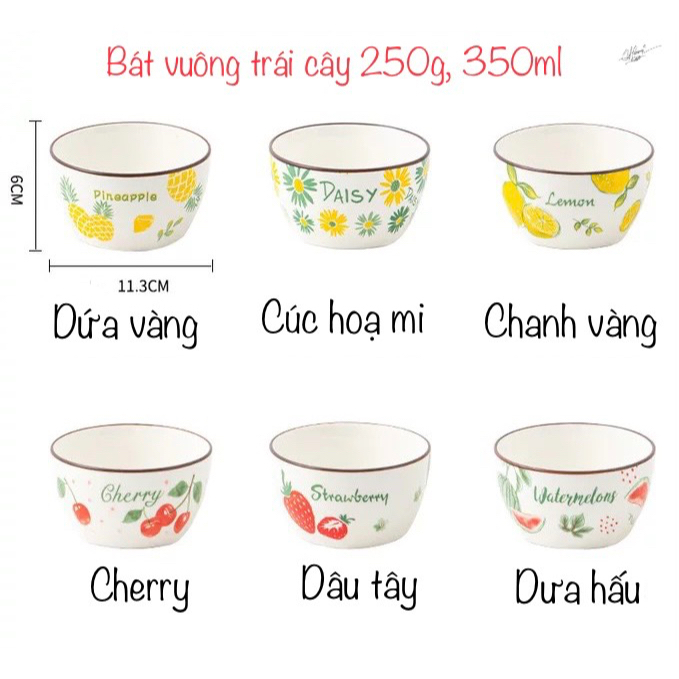 Bát sứ Decor, Bát ăn cơm, Hoa quả cực xinh