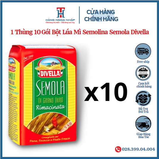 [HCM]1 Thùng 10 Gói Bột Lúa Mì Semolina Semola Hiệu Divella - 1Kg [Date 30/05/2025 ]
