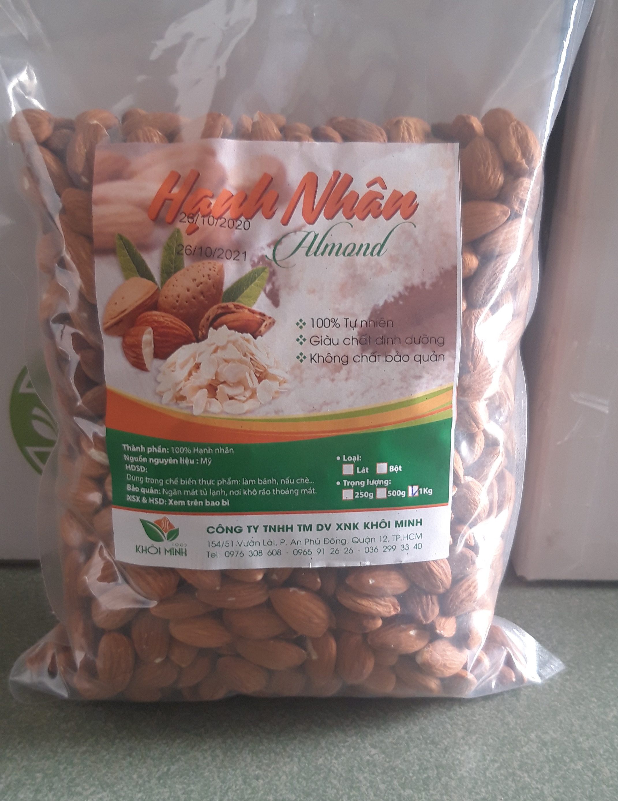 500gr HẠNH NHÂN AUSTRALIA HẠT TƯƠI