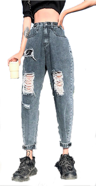 [ BIGSIZE 60 ~ 90kg ] Quần Baggy rách kiểu lưng cao