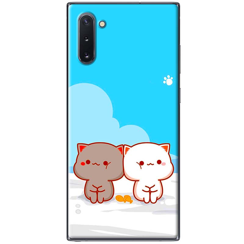 Ốp lưng dành cho Samsung Galaxy Note 10, Note 10 Plus, Note 10 Lite, Note 20, Note 20 Ultra mẫu Mèo mập nền xanh