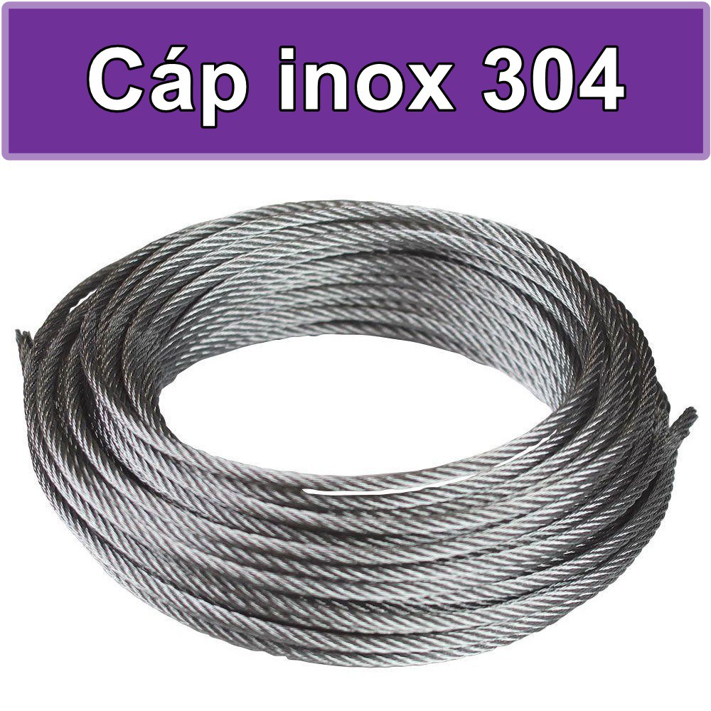 Cáp stainless steel 304 5ly dài 25, 35, 45 mét chất liệu thép non-han gỉ cáp thép giá sỉ thái bình vina