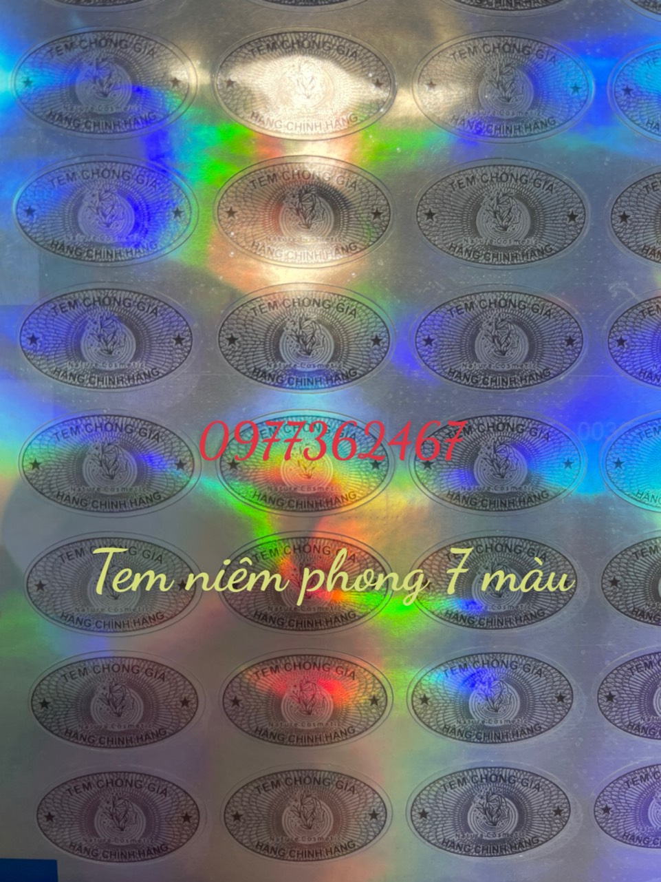 Tem 7 màu niêm phong vỏ hộp giấy