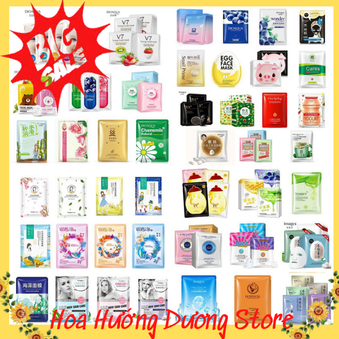 Combo 20 miếng mặt nạ nội địa Trung cao cấp hãng Bioaqua, Images, One Spring, Babigi... dưỡng trắng cấp nước giảm mụn