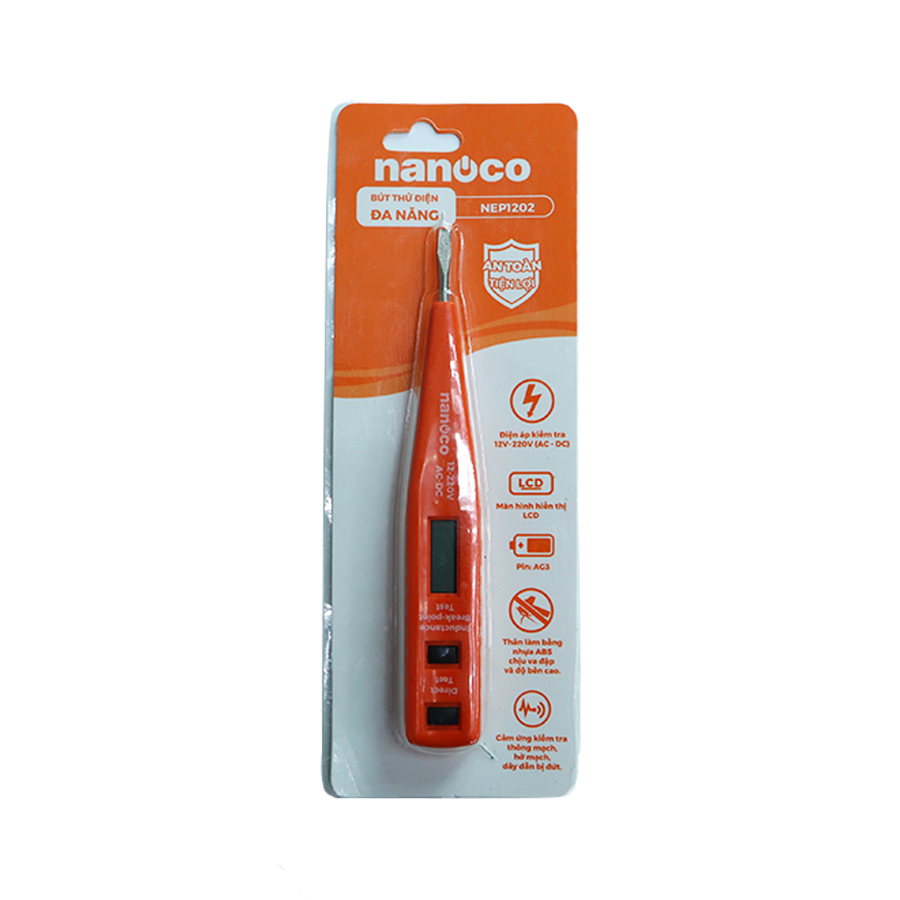 Combo 5 Bút thử điện Nanoco model NEP1202 (có màn hình hiển thị LCD, đèn LED trợ sáng)
