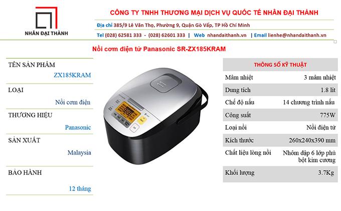 Nồi cơm điện tử Panasonic SR-ZX185KRAM