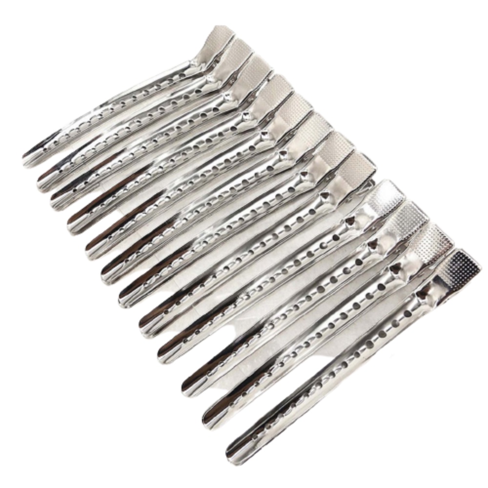 Kẹp Mỏ Vịt Làm Tóc Chuyên Dụng Bằng Thép Không Gỉ ( Set 12 Cây )