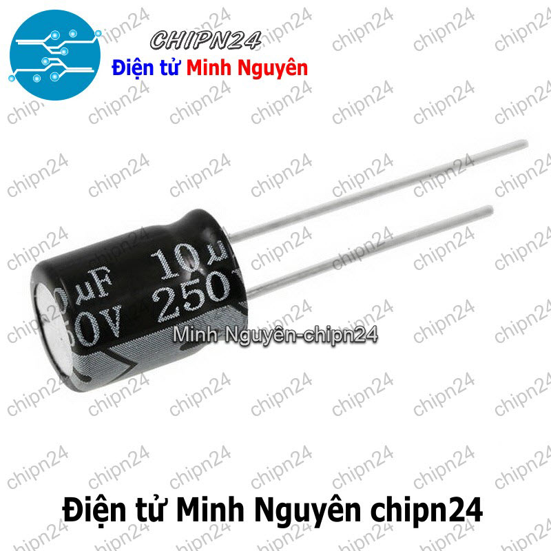 [10 con] (F249) Tụ hóa 10uF 250V Đen (10x13mm) - HH003180