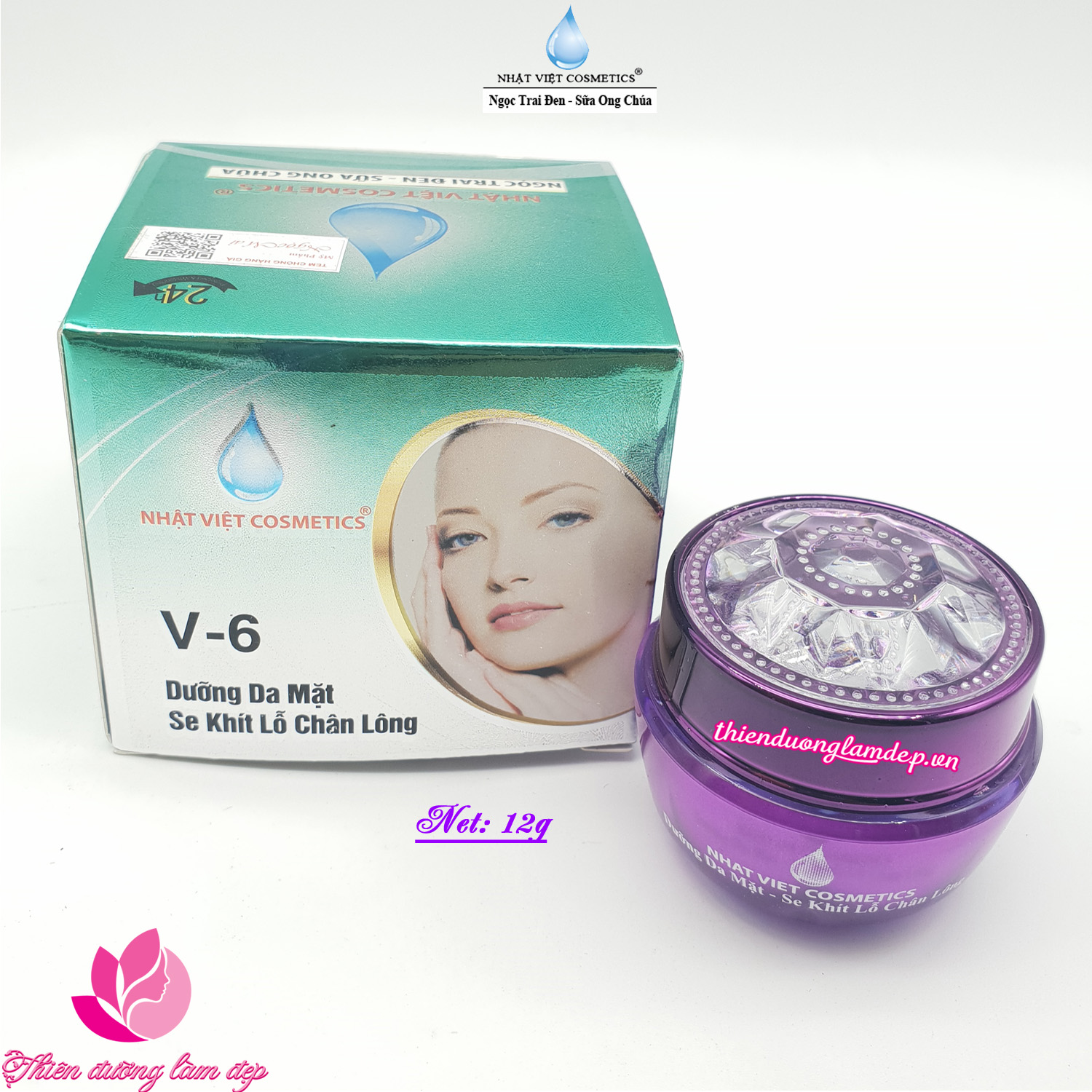 Kem dưỡng trắng, Se khít lỗ chân lông dưỡng chất Ngọc Trai Đen - Sữa Ong Chúa V6 Nhật Việt Cosmetics (8g)