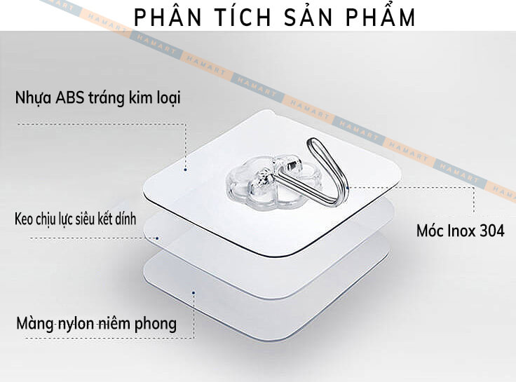 COMBO 5 Miếng Dán Tường Ánh Kim INOX Móc Treo Đồ Đa Năng Chịu Lực Siêu Dính Tường
