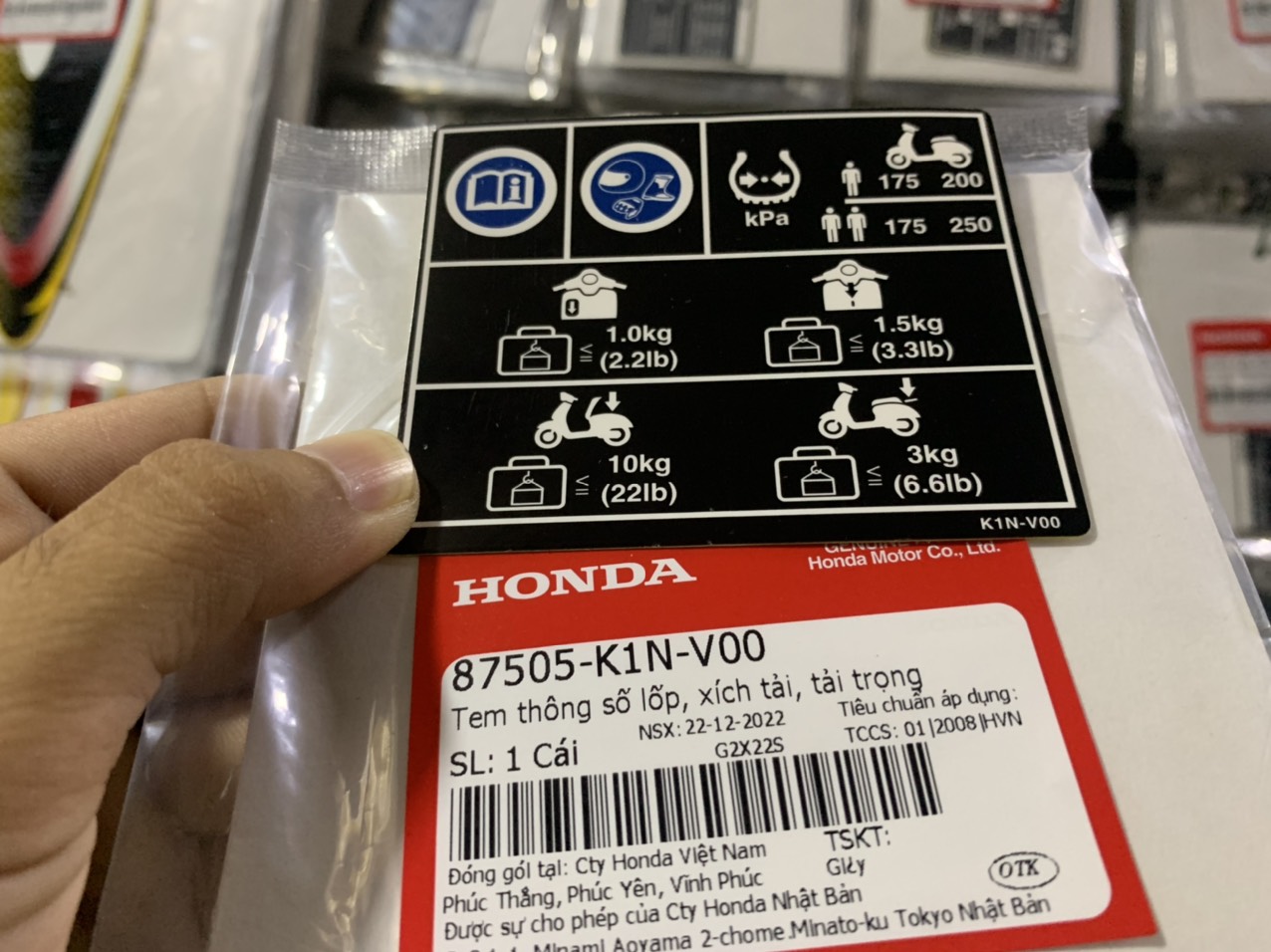 Tem thông số lốp sh mode 20 , 21 led zin
