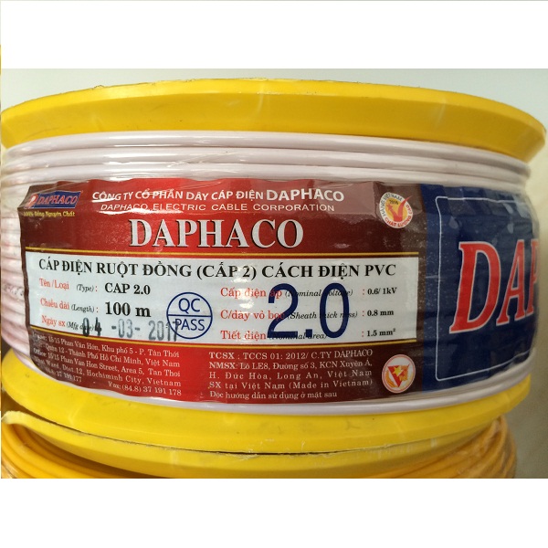 DÂY ĐIỆN ĐƠN CV FADACO/DAPHACO (CUỘN 100 MÉT)