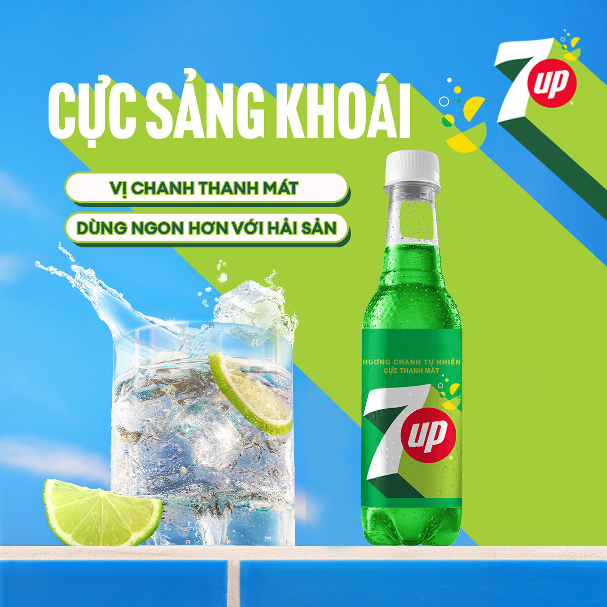 [SALE 7.7] Thùng 24 Chai Nước Nước Ngọt Giải Khát Có Gaz 7Up (330ml/chai)