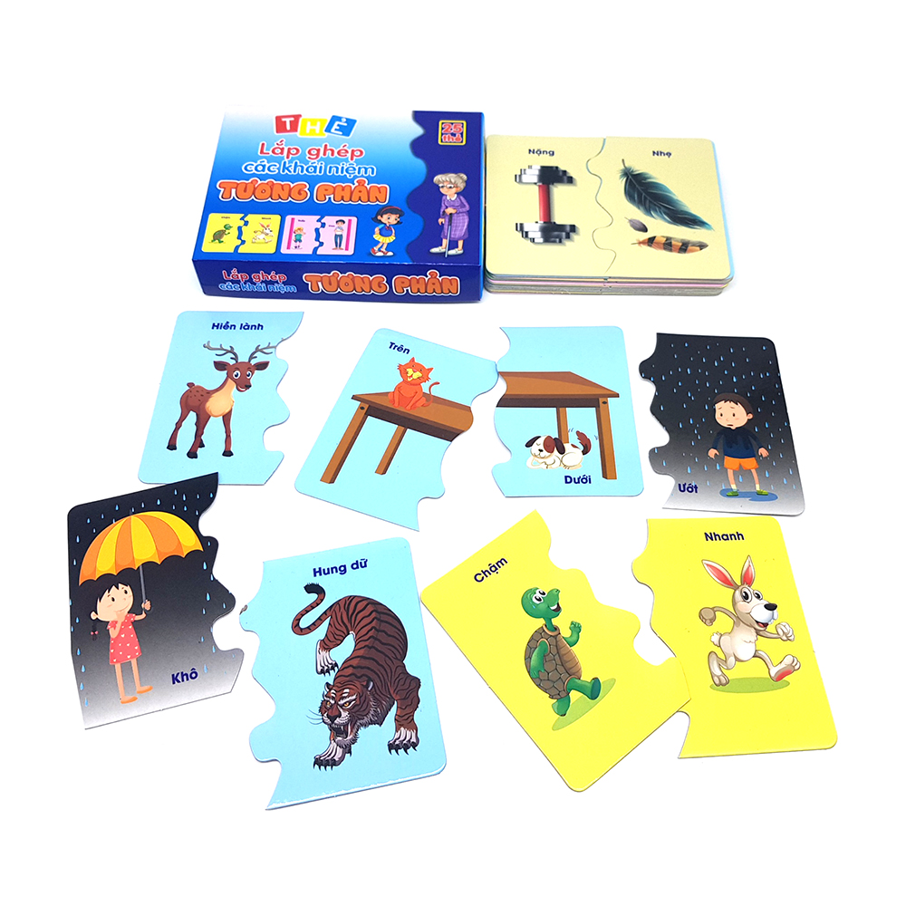 Thẻ FlashCard Học Tập, Cặp Thẻ Flash Card Tương Phản Cho Bé