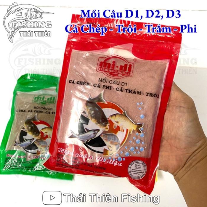 Mồi Câu D1, D2, D3 Cá Chép, Rô Phi, Trắm, Trôi, Tra, Trê, Chim