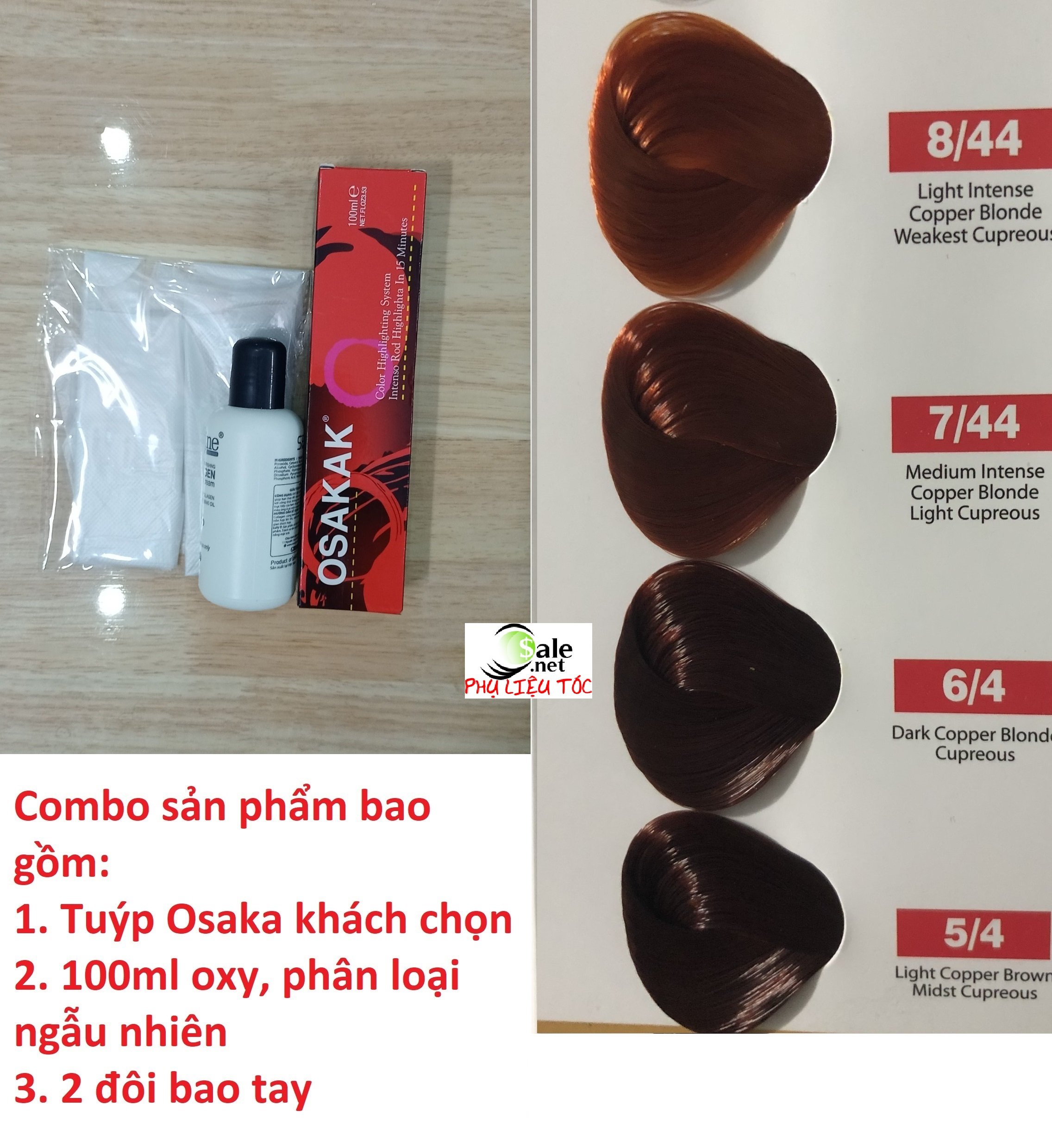 [HCM]Màu nhuộm tóc osaka có kèm theo oxy trợ nhuộm và bao tay - bảng màu số 9