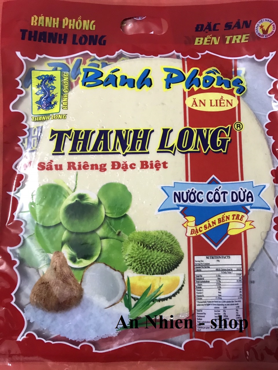 Bánh phồng sữa Thanh Long sầu riêng