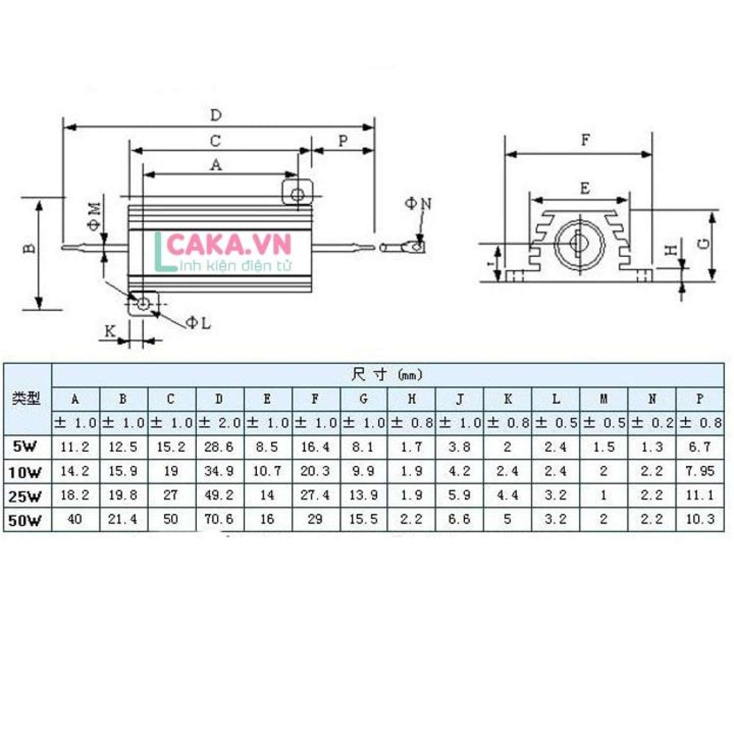 Điện trở nhôm 50W 100R