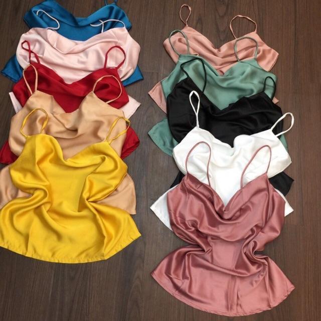 [HCM]Áo 2 dây phi lụa cổ đổ