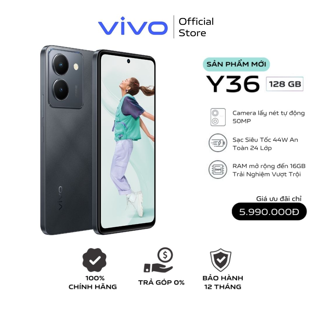 Điện thoại Vivo Y36- Đen Ánh Sao - Hàng Chính Hãng - Camera 50MP