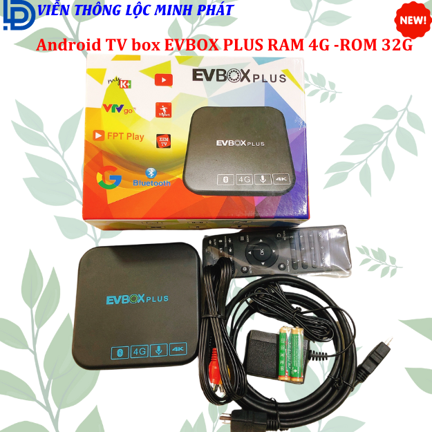 Android tv box evbox plus chuẩn 4k - ram 4g rom 32g kết nối bluetooth