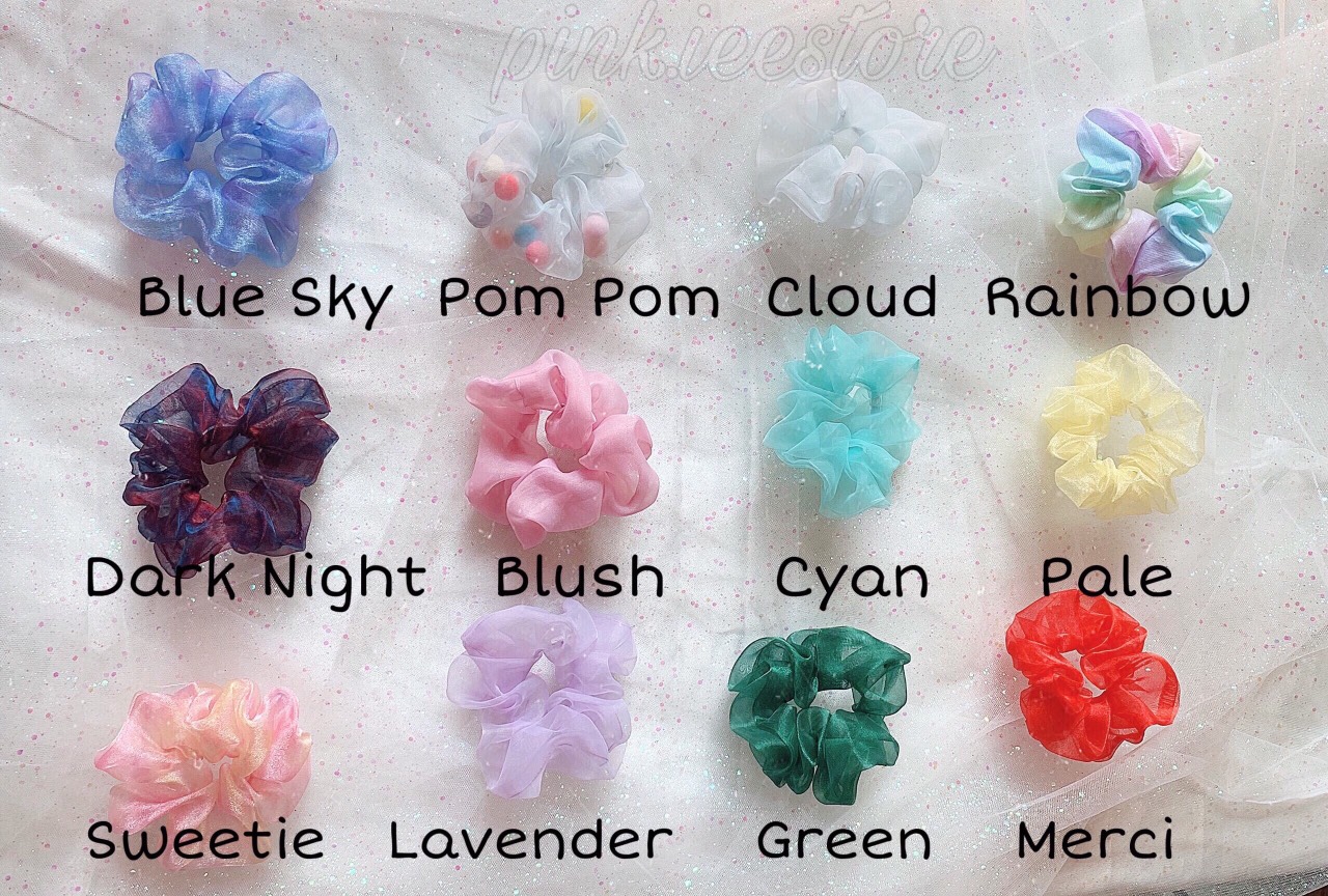 [HCM]SCRUNCHIES POMPOM TRẮNG TRONG - CỘT TÓC HOTTREND