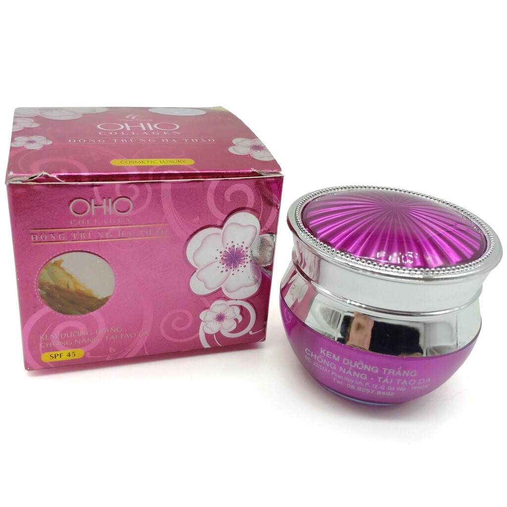 Kem dưỡng trắng - Chống nắng - Tái tạo da Ohio Collagen - Đông trùng hạ thảo 20g (Tím)